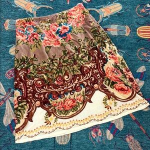 Rare Vintage Anthropologie floral velvet hankerchief Challis skirt by Snak 8